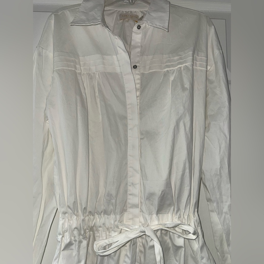 Ramy Brook 'Josephine' White Cotton Tiered Mini Shirt Dress! - Picture 6 of 8